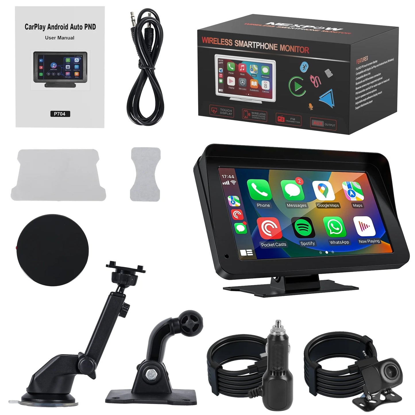 Wireless Carplay Screen, 7" Car Play Screen & Stereo Fit for Android Auto and Apple Carplay - Multimedia Player, Bluetooth, for Car, Trucks, SUV New
